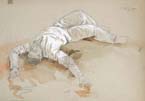 ACHILLE BELTRAME, Lying Figure, black chalk
